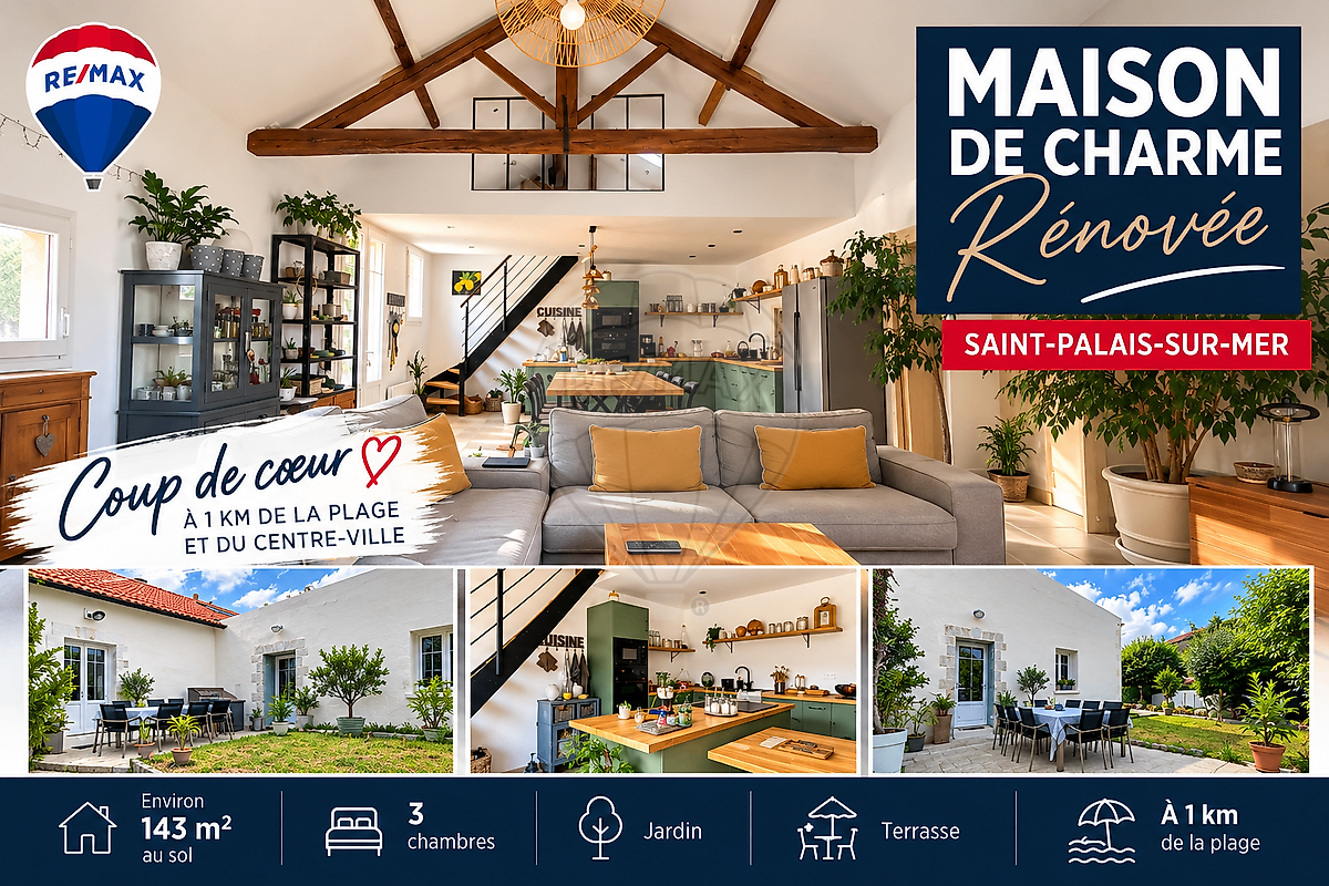 Maison 5 pièces 143 m² · à Saint-Palais-sur-Mer · 143 m² · 479 000 €